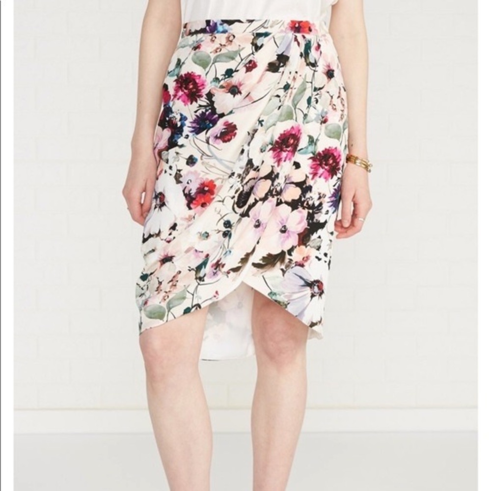 Amour Vert Bernetta floral silk skirt